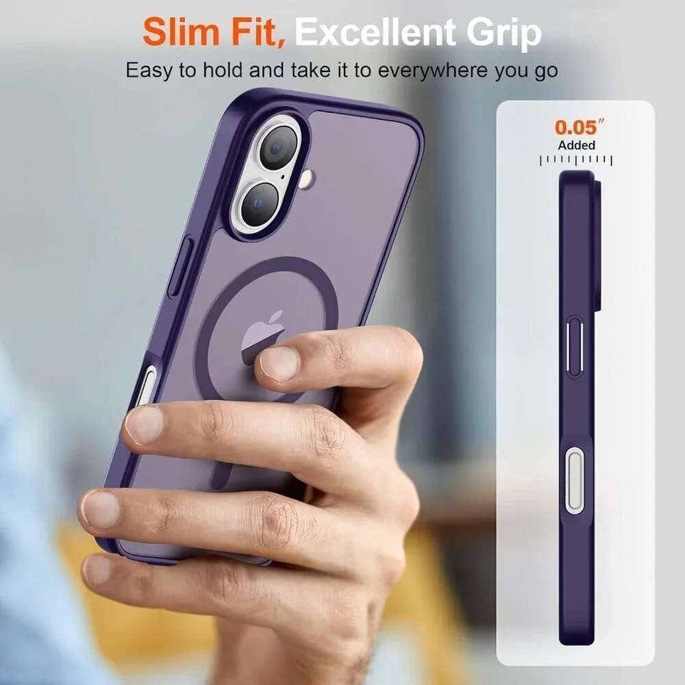Dark Purple I-phone 17 Pro Max Case Compatible Mag Safe Matte Shockproof